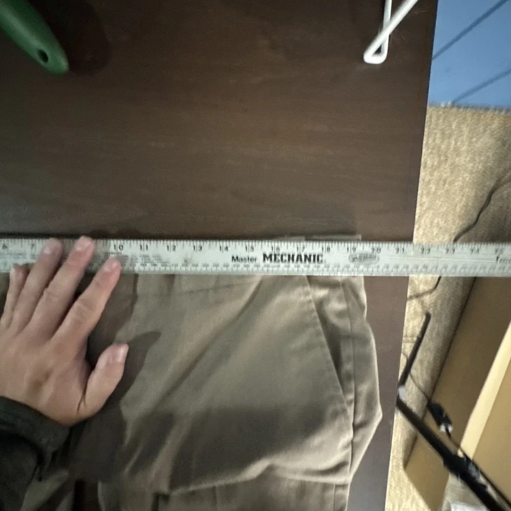 LL Bean Chino Pants Mens 40 (Actual 39 X 28.5) Adjustable Waist Straight Leg Tan